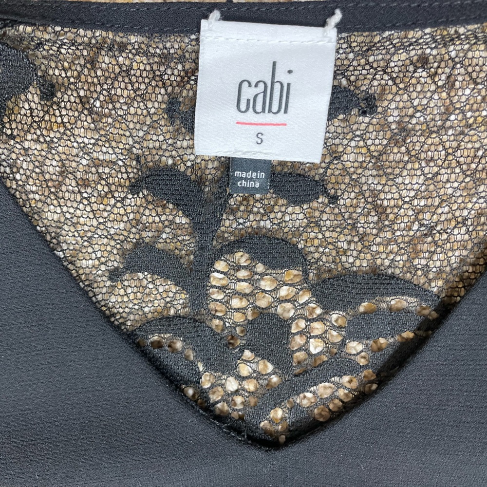 CAbi Black “Tempest” Long Sleeves Lace Back and Hem Blouse - Picture 10 of 12